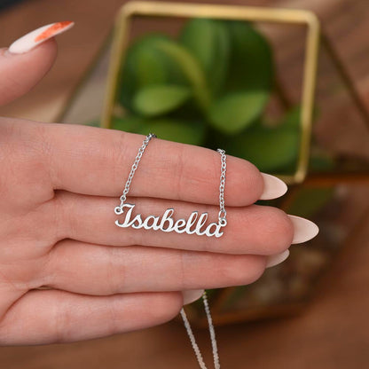 Personalized 14k gold finish or stainless steel name necklace.