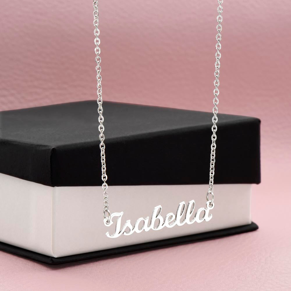 Personalized 14k gold finish or stainless steel name necklace.