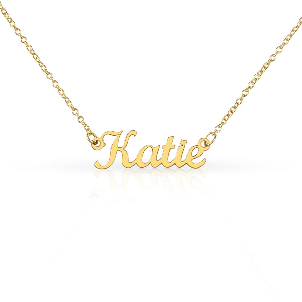 Personalized 14k gold finish or stainless steel name necklace.