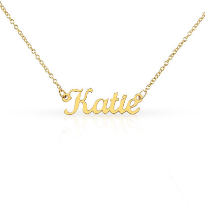 Personalized 14k gold finish or stainless steel name necklace.