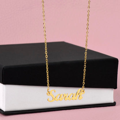 Personalized 14k gold finish or stainless steel name necklace.