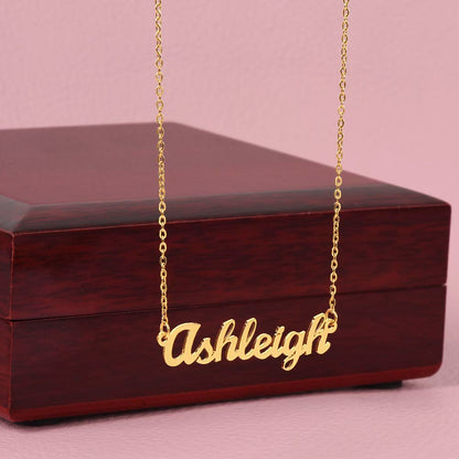 Personalized 14k gold finish or stainless steel name necklace.